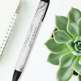 Caneta Preta Geodo de Ágata Brilhante Preto e Branco Luxo Empre