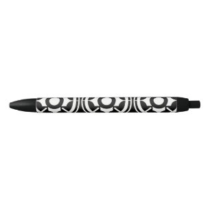 Caneta Preta Geométrico Simbólico Preto e Branco Abstrato