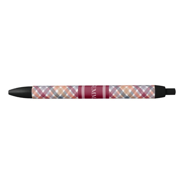Caneta Preta Gingham de Outono (Frente)