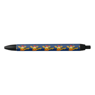 Caneta Preta Girafa bonito em desenhos animados do Natal do