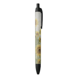 Caneta Preta Girassol moderno Aquarela e imagem personalizada