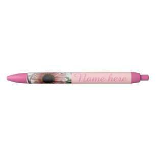 Caneta Preta Girassol rosa pálido personalizado