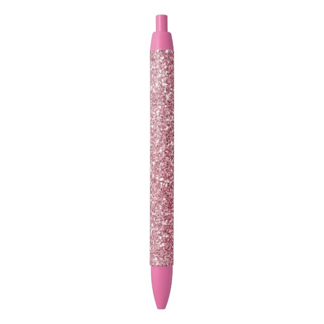 Caneta Preta Girly Pink Rose Glitter      (Frente Vertical)