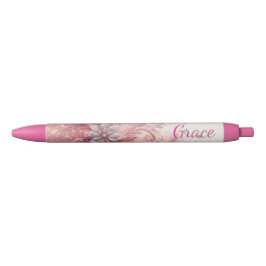 Caneta Preta Girly Pink Sparkle School Escrevendo