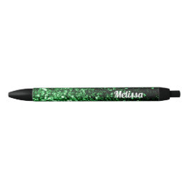 Caneta Preta Glamour Verde Escuro brilho brilhos Personalizar