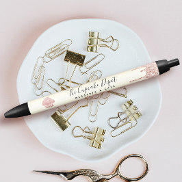 Caneta Preta Glitter cor-de-rosa Cupcake pingando pastelaria co