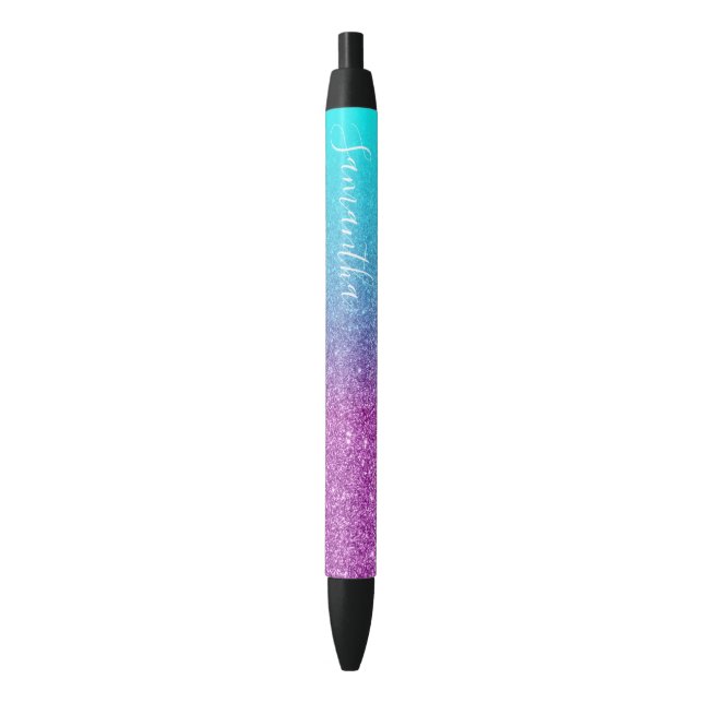 Caneta Preta Glitter de Abre de Aqua Personalizado Girassol (Frente Vertical)