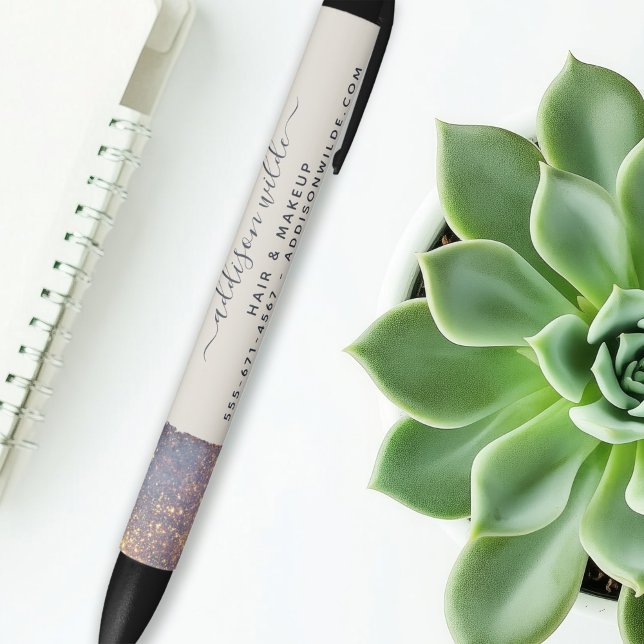 Caneta Preta Glitter Dourado Roxo Iridescente Glitter Salão Mod (Criador carregado)