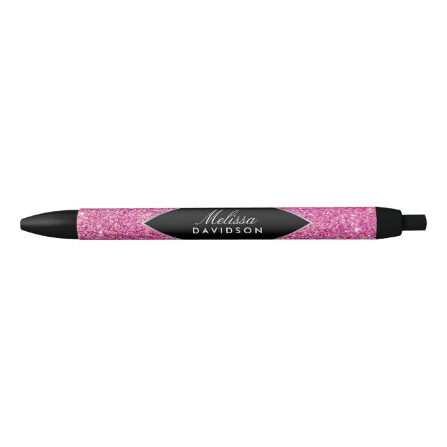 Caneta Preta Glitter e Glamor Rosa (Frente)