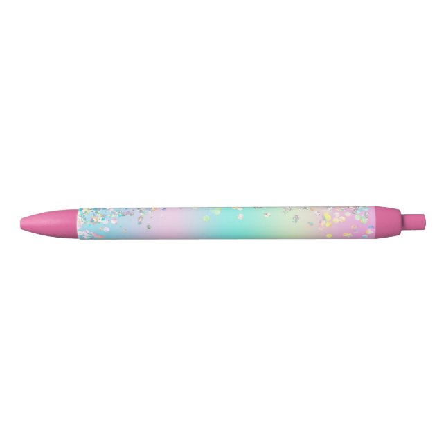 Caneta Preta Glitter Holográfico Unicorn (Frente)