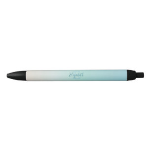 Caneta Preta Gradiente de Cores de Praia   Monograma Minimalist