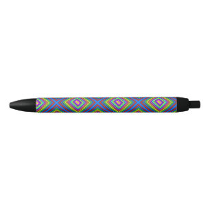 Caneta Preta Gráfico de padrão geométrico quadrado colorido mod