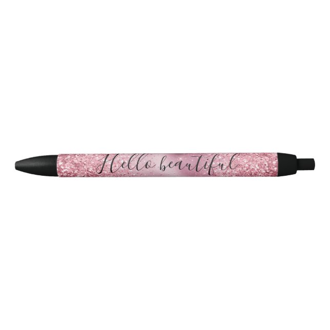 Caneta Preta Grelha Glitter Girly Pink (Frente)