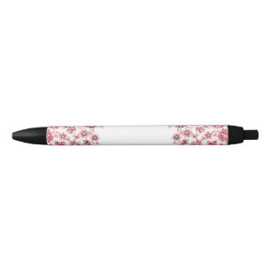 Caneta Preta Grupos de flores cor-de-rosa