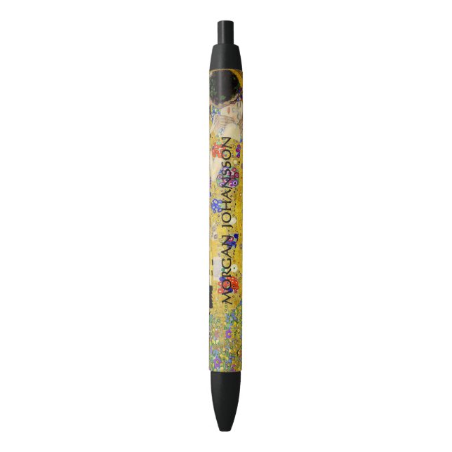 Caneta Preta Gustav Klimt – The Kiss – Custom Text (Frente Vertical)