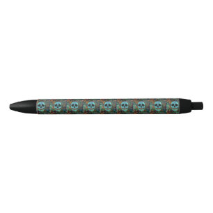 Caneta Preta Halloween Hippie Skull Thunder_Cove