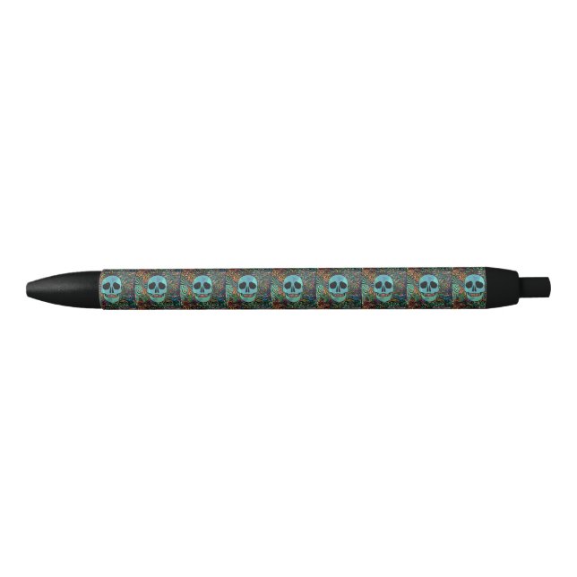 Caneta Preta Halloween Hippie Skull Thunder_Cove (Frente)