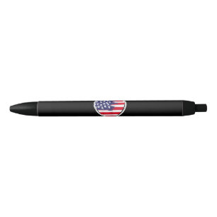 Caneta Preta Heart US Flag 4 de julho Patriotic American Stars