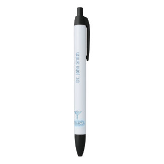 Caneta Preta Hermes Médicos Rod Caduceus Água Pilha Azul