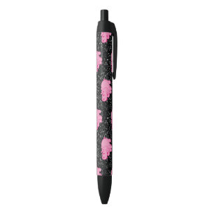 Caneta Preta Hipopótamos Rosa Cara Sorridente de Hipopótamo Fof