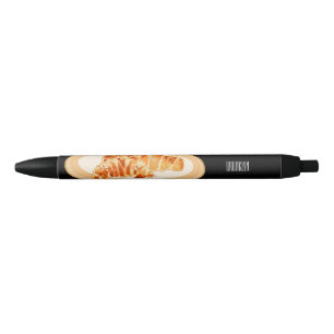 Caneta Preta Ilustração de desenho animado de croissant  