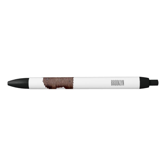 Caneta Preta Ilustração de desenho animado de vaca em terras al (Frente)