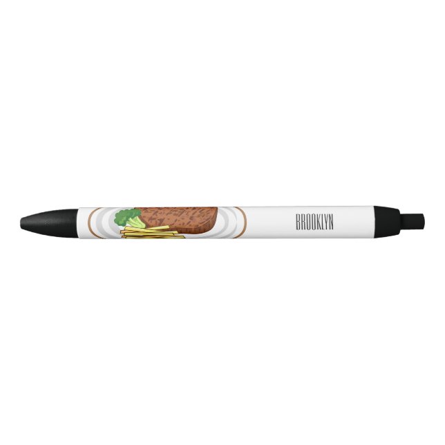 Caneta Preta Ilustração de desenho em bife (Frente)