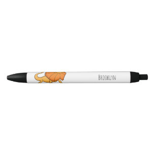 Caneta Preta Ilustração de lagarto de pescoço franjado laranja 