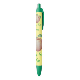 Caneta Preta Ilustração de maçã vermelha com folhas verdes desi