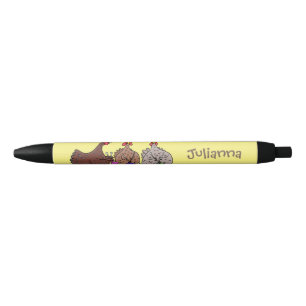 Caneta Preta Imagem engraçada de desenho animado de galinhas