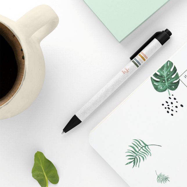 Caneta Preta Imagem Retrora Chic Monograma (Criador carregado)