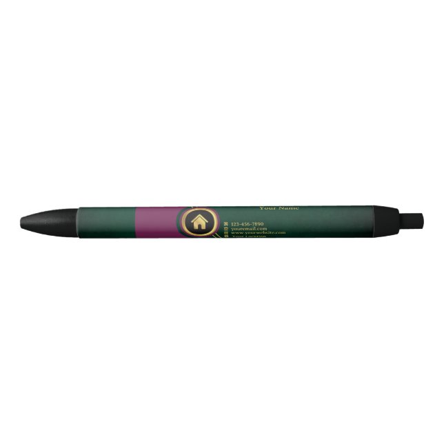 Caneta Preta Imóvel Roxo Dourado Preto com Casa (Frente)