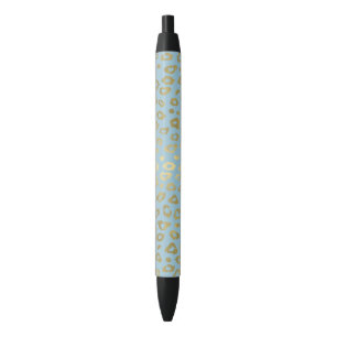 Caneta Preta Impressão azul Dourado do leopardo de Ombre
