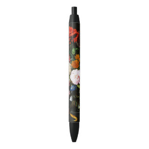Caneta Preta Impressão de Arte Botânica Floral Escura e Mal-hum