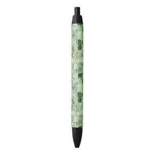 Caneta Preta Impressão de Jacaré Verde