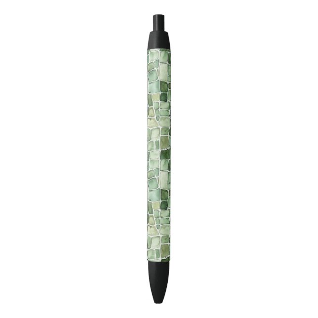 Caneta Preta Impressão de Jacaré Verde (Frente Vertical)