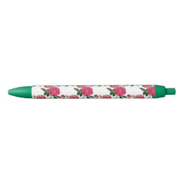 Caneta Preta Impressão de Rosa Rosa