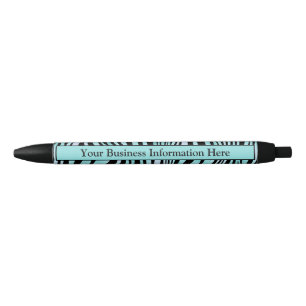 Caneta Preta Impressão de Zebra Personalizada Preto e Turquesa
