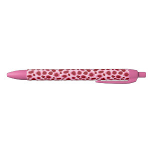 Caneta Preta Impressão do leopardo - Borgonha e rosa