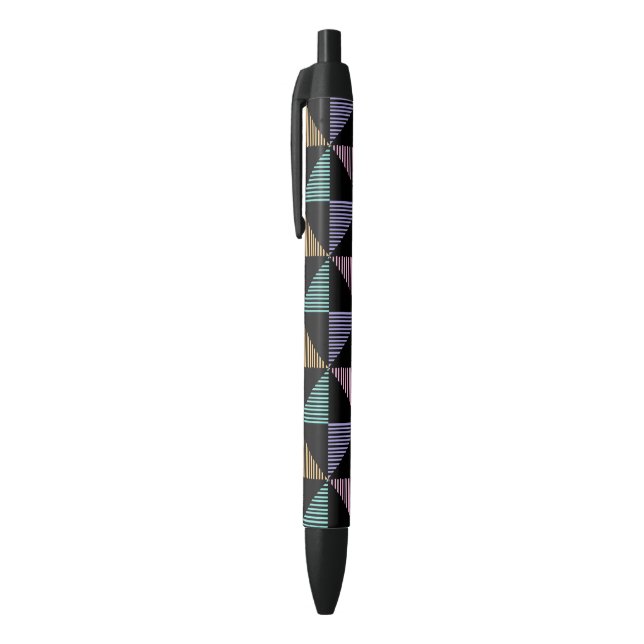 Caneta Preta Impressão Geométrica Abstrata Elegante – Moderna e (Topo (Vertical))