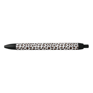 Caneta Preta Impressão Leopardo Branco