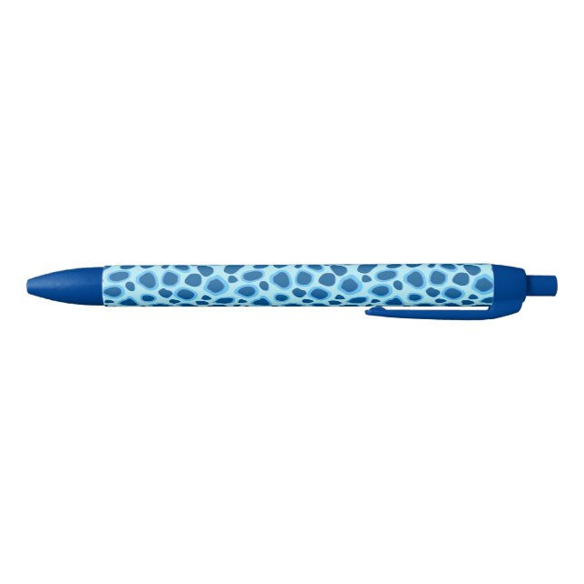 Caneta Preta Impressão Leopardo - Cobalto Escuro e Azul-Céu (Parte Inferior)