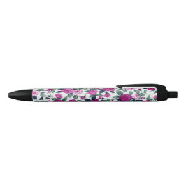 Caneta Preta Impressão roxo e cor-de-rosa da flor do país