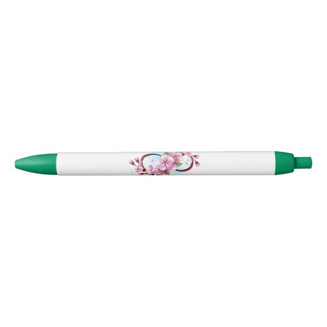 Caneta Preta Infinidade com Flores de Flor Sakura (Frente)