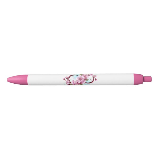 Caneta Preta Infinidade com Flores de Flor Sakura (Frente)