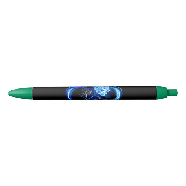Caneta Preta Infinito brilhante com rosa azul (Frente)