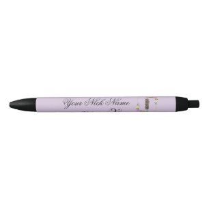 Caneta Preta Inicial Floral Elegante I