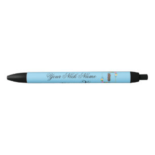 Caneta Preta Inicial Floral Elegante I