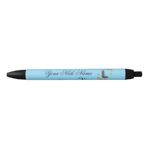 Caneta Preta Inicial Floral Elegante L