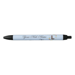 Caneta Preta Inicial Floral Elegante L